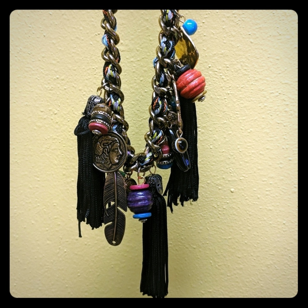 Boho Tassel and charm necklace
